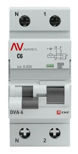 DVA-6 1P+N 6А C 30мА A 6кА AVERES (rcbo6-1pn-6C-30-a-av)