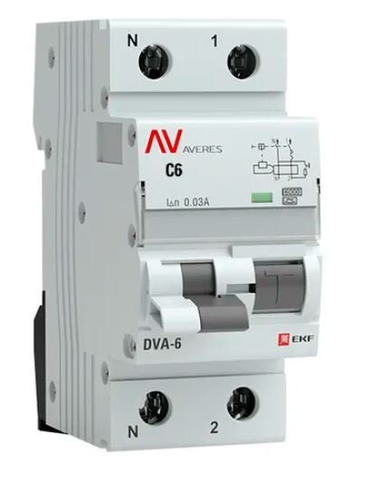 DVA-6 1P+N 6А C 30мА A 6кА AVERES (rcbo6-1pn-6C-30-a-av)