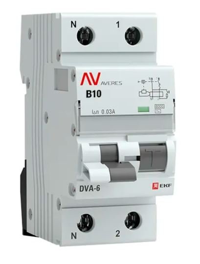 DVA-6 1P+N 10А B 30мА AC 6кА AVERES (rcbo6-1pn-10B-30-ac-av)