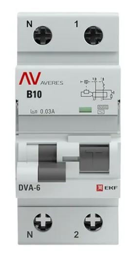 DVA-6 1P+N 10А B 30мА AC 6кА AVERES (rcbo6-1pn-10B-30-ac-av)