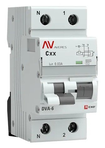DVA-6 1P+N 10А 30мА AVERES (rcbo6-1pn-10C-30-ac-av)
