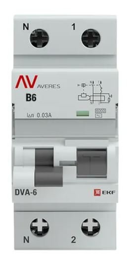 DVA-6 1P+N 6А B 30мА AC 6кА AVERES (rcbo6-1pn-6B-30-ac-av)