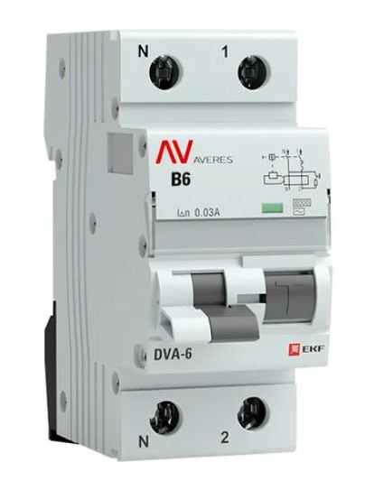 DVA-6 1P+N 6А B 30мА AC 6кА AVERES (rcbo6-1pn-6B-30-ac-av)