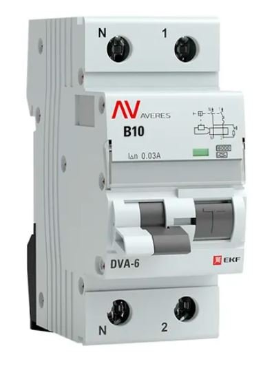 DVA-6 1P+N 10А B 30мА A 6кА AVERES (rcbo6-1pn-10B-30-a-av)