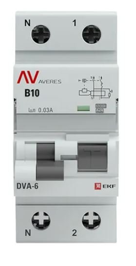 DVA-6 1P+N 10А B 30мА A 6кА AVERES (rcbo6-1pn-10B-30-a-av)