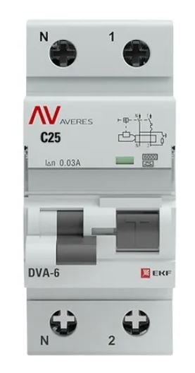 DVA-6 1P+N 25А C 30мА A 6кА AVERES (rcbo6-1pn-25C-30-a-av)
