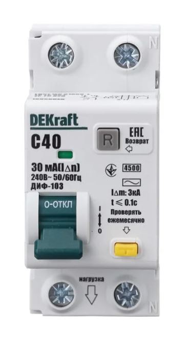 АВДТ 1Р+N 40А 30мА AC C 103 4.5кА (16056DEK)