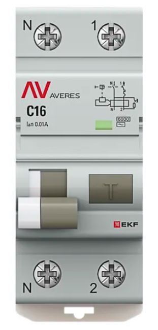 DVA-6 1P+N 16А C 10мА AC 6кА AVERES (rcbo6-1pn-16C-10-ac-av)