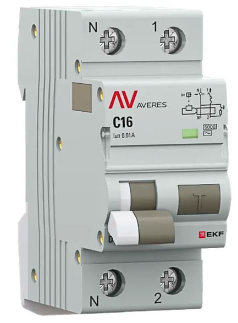 DVA-6 1P+N 16А C 10мА AC 6кА AVERES (rcbo6-1pn-16C-10-ac-av)