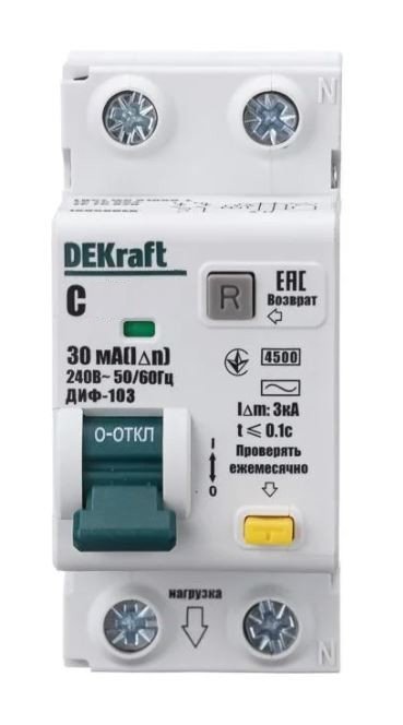 АВДТ 1Р+N 63А 30мА AC C 103 4.5кА (16058DEK)