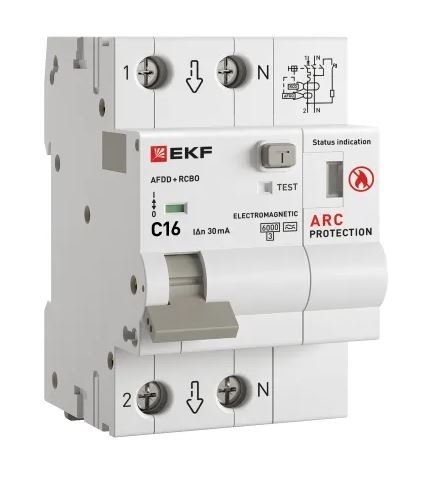 УЗДП + АВДТ 1P+N 16А 30мА С А 6 кА PROXIMA (afdd-rcbo-2-16C-30em-pro)