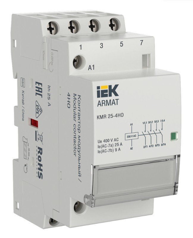 Контактор модульный KMR 25А 230В AC 4НО ARMAT (AR-KMR10-025-40-230)