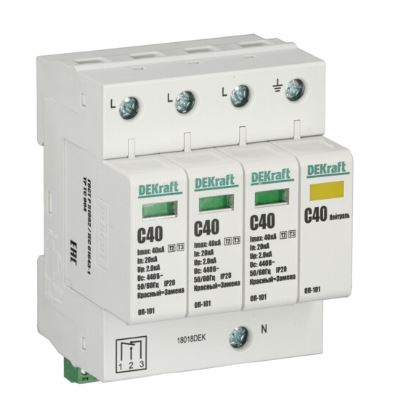 Ограничитель перенапряжений 3P+N 40кА класс C 440В (18018DEK)