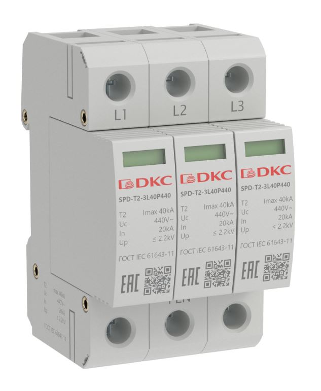 УЗИП, тип 2, 3P Imax 40kA Un 440V (SPD-T2-3L40P440)