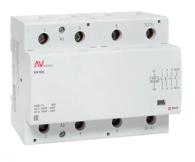 КМ 80А 4NO 230В АС (6 мод.) AVERES (km-av-6-80-40-230V)