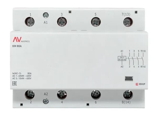 КМ 80А 4NO 230В АС (6 мод.) AVERES (km-av-6-80-40-230V)