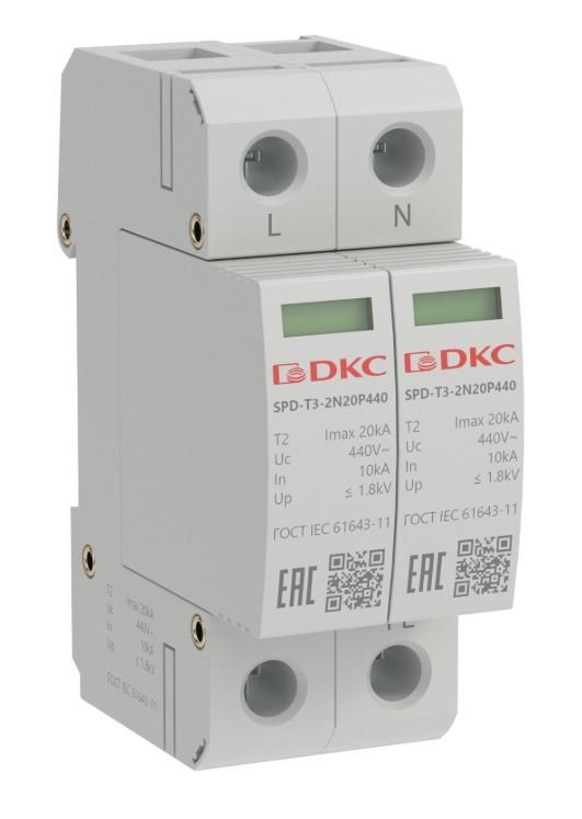 УЗИП, тип 3, 2P Imax 20kA Un 440V (SPD-T3-2N20P440)