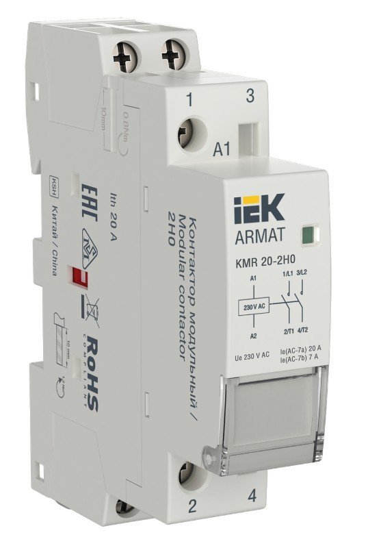 Контактор модульный KMR 20А 230В AC 2НО ARMAT (AR-KMR10-020-20-230)