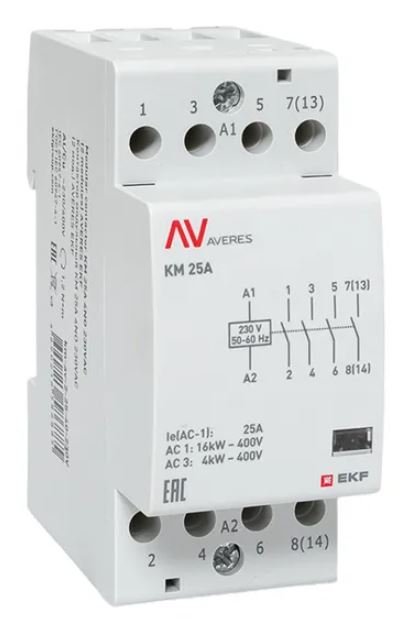 КМ 25А 4NO 230В АС (2 мод.) AVERES (km-av-2-25-40-230V)
