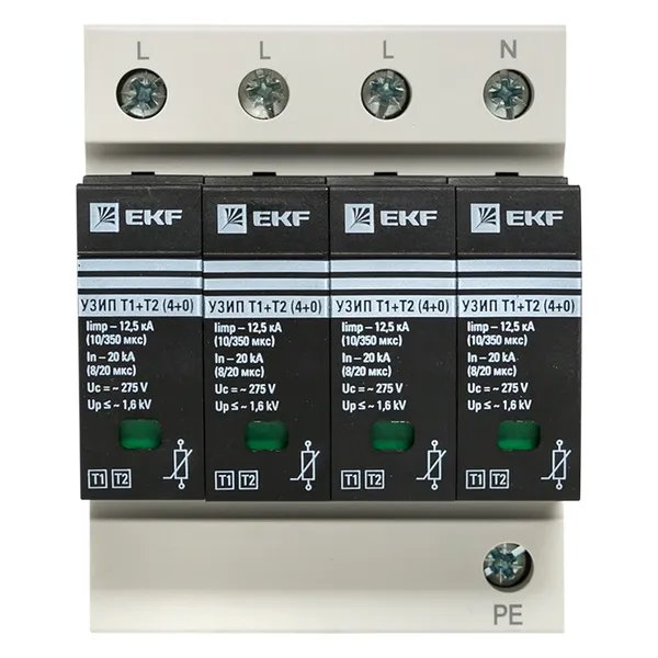 Т1+Т2; Iimp-12,5kA; In-20kA; Uc-275В; 4+0 (OV12-4-504)