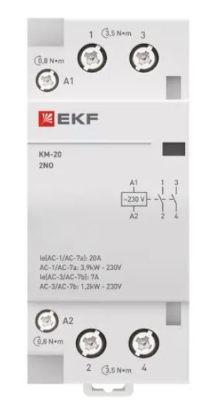 КМ 20А 2NO 230В АС (2 мод.) PROXIMA (km-2-20-20)
