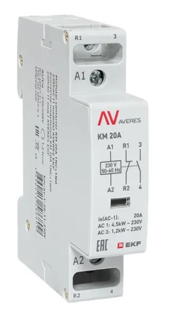 КМ 20А 1NO+1NC 230В АС (1 мод.) AVERES (km-av-1-20-11-230V)