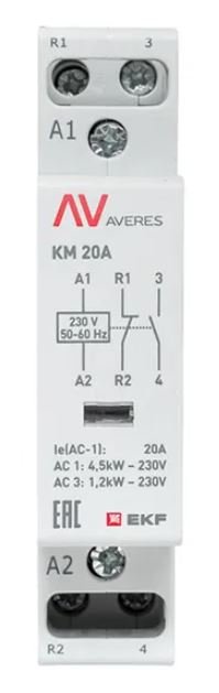 КМ 20А 1NO+1NC 230В АС (1 мод.) AVERES (km-av-1-20-11-230V)