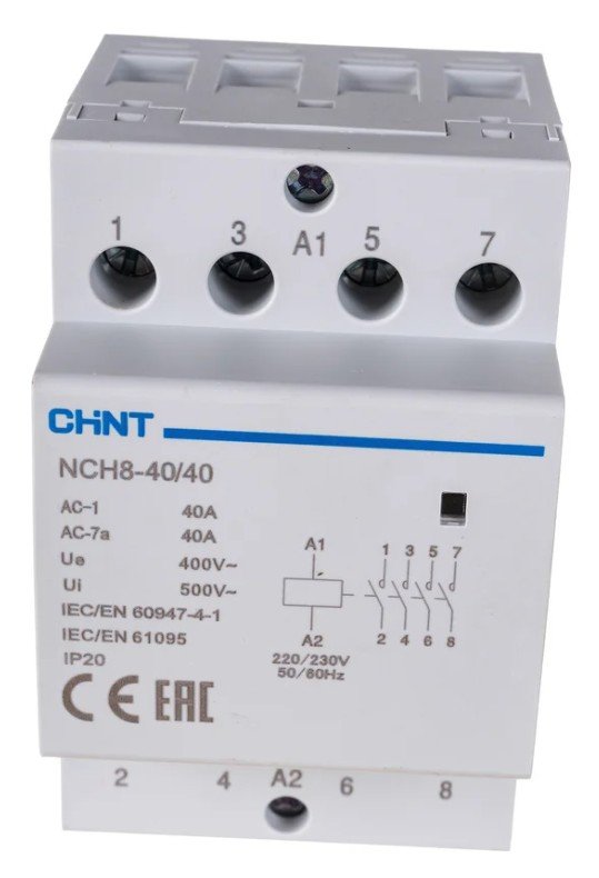 Контактор модульный NCH8-40/40 40А 4НО AC 220/230В 50Гц (R) CHINT (256099)
