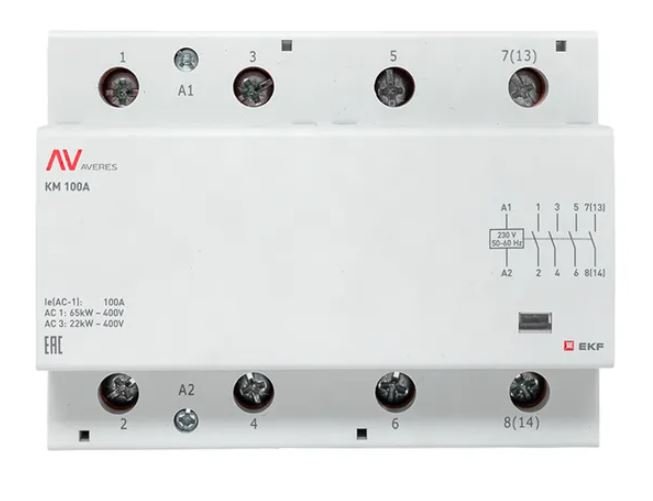 КМ 100А 4NO 230В АС (6 мод.) AVERES (km-av-6-100-40-230V)