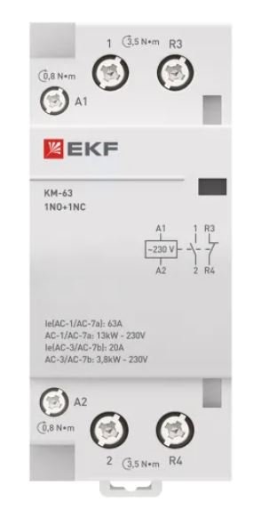 КМ 63А 1NO+1NC 230В АС (2 мод.) PROXIMA (km-2-63-11)