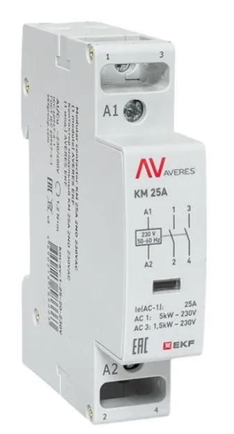 КМ 25А 2NO 230В АС (1 мод.) AVERES (km-av-1-25-20-230V)