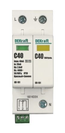 Ограничитель перенапряжений 1P+N 40кА класс C 440В (18016DEK)