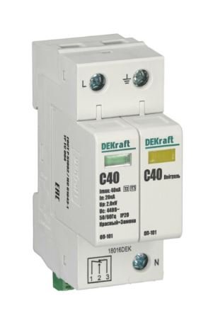 Ограничитель перенапряжений 1P+N 40кА класс C 440В (18016DEK)