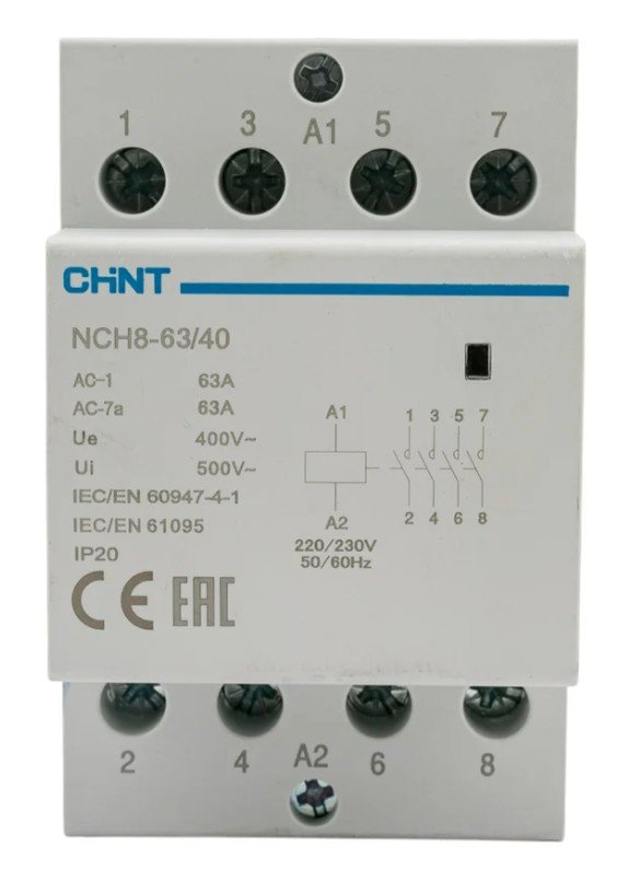 Контактор модульный NCH8-63/40 63А 4НО AC 220/230В 50Гц (R) CHINT (256101)