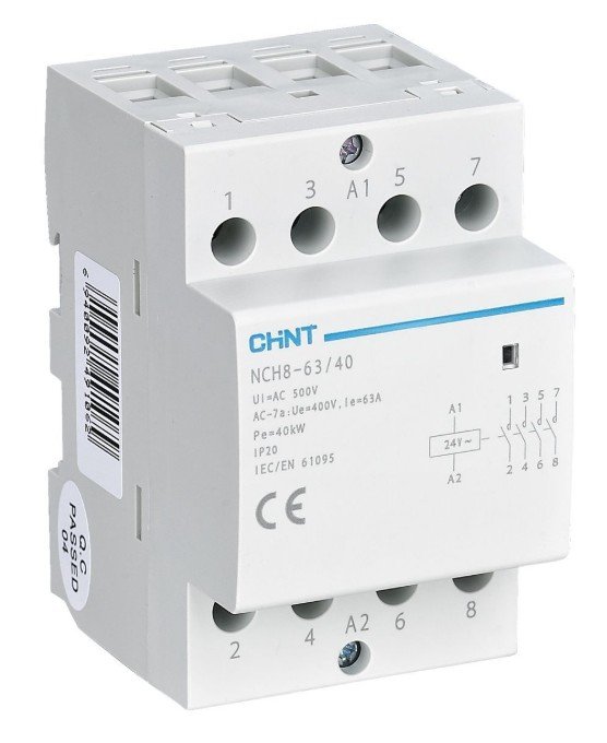 Контактор модульный NCH8-63/40 63А 4НО AC 220/230В 50Гц (R) CHINT (256101)