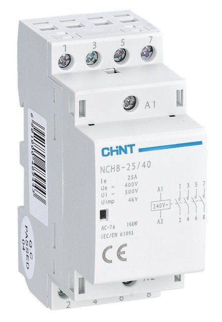 Контактор модульный NCH8-25/40 25А 4НО AC 220/230В 50Гц (R) CHINT (256089)