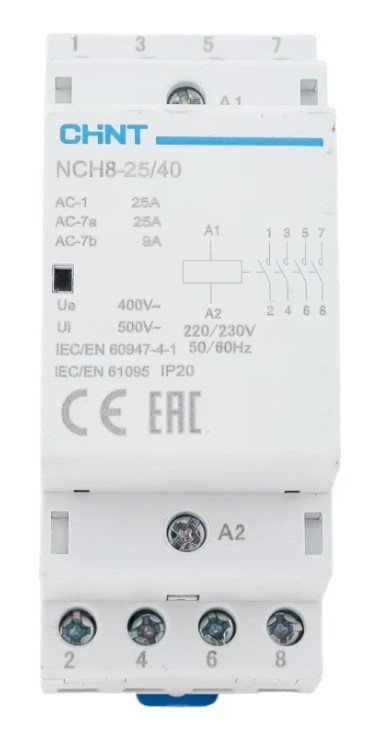 Контактор модульный NCH8-25/40 25А 4НО AC 220/230В 50Гц (R) CHINT (256089)