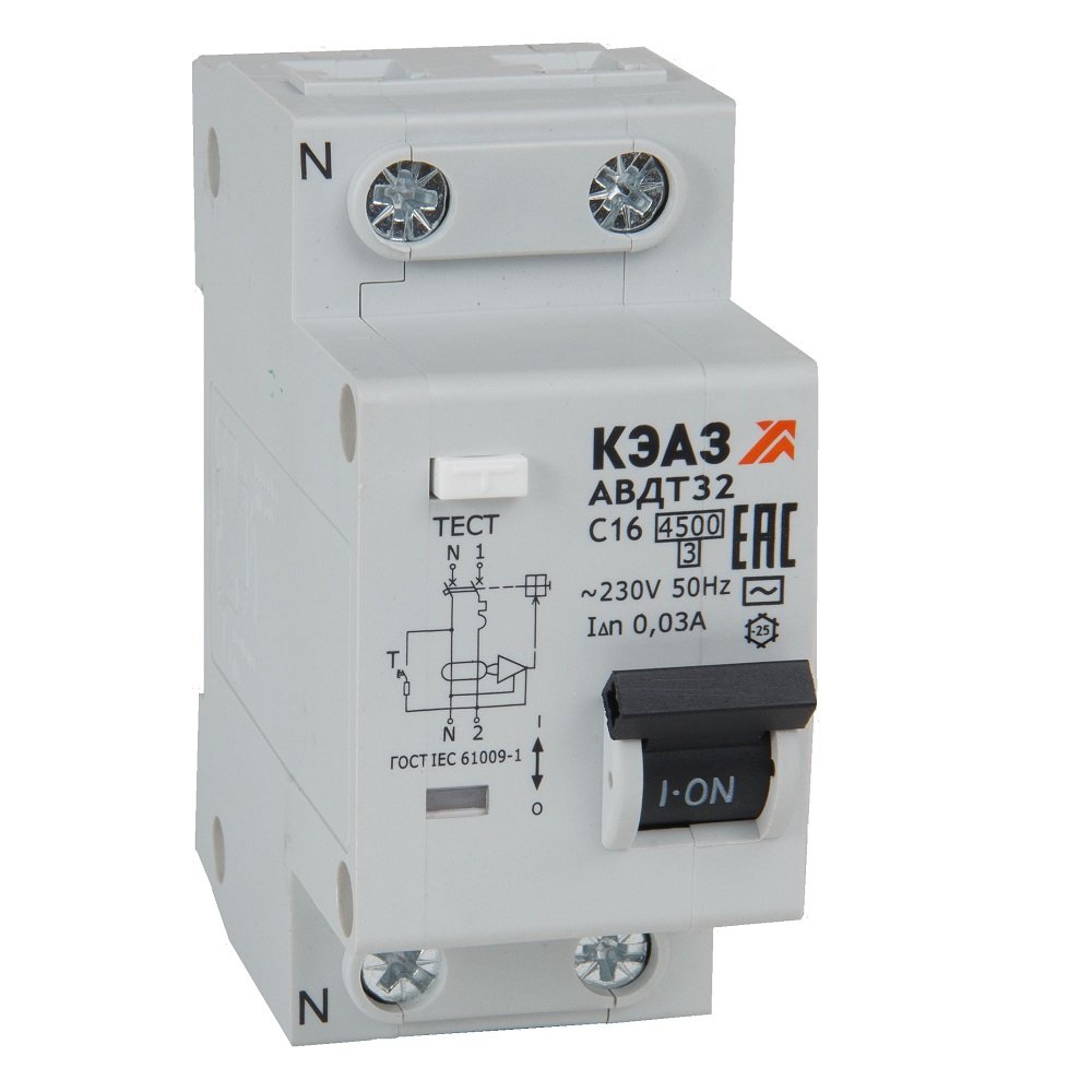 АВДТ32-22C25-AC 2п C 25А 30мА тип AC 4.5кА УХЛ4, КЭАЗ (318363)