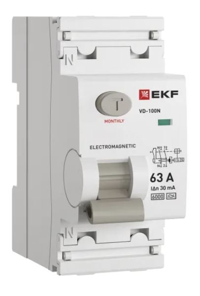 ВД-100N 2P 63А 30мА A 6кА PROXIMA (E1026MA6330)