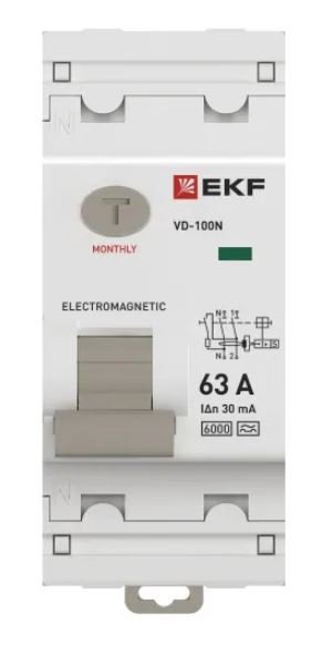 ВД-100N 2P 63А 30мА A 6кА PROXIMA (E1026MA6330)