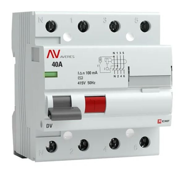 DV 4P 40А 100мА AC 6kA AVERES (rccb-4-40-100-ac-av)