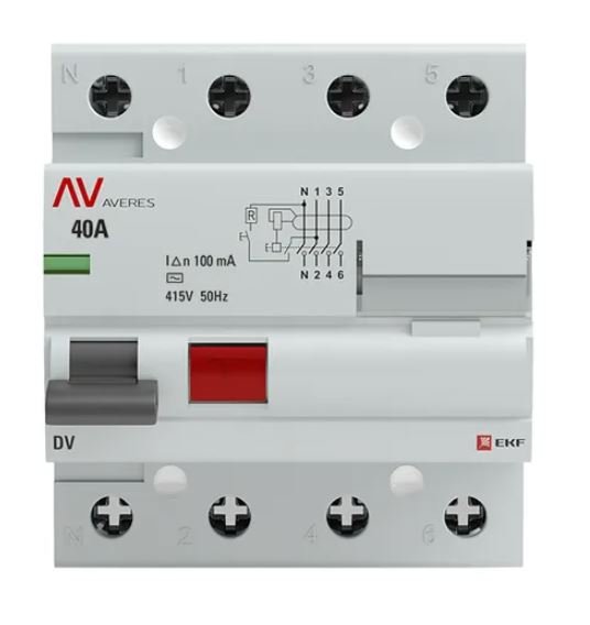 DV 4P 40А 100мА AC 6kA AVERES (rccb-4-40-100-ac-av)