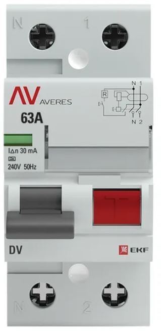 DV 2P 63А 30мА A 6kA AVERES (rccb-2-63-30-a-av)