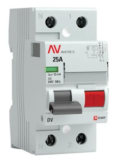 DV 2P 25А 10мА AC 6kA AVERES (rccb-2-25-10-ac-av)