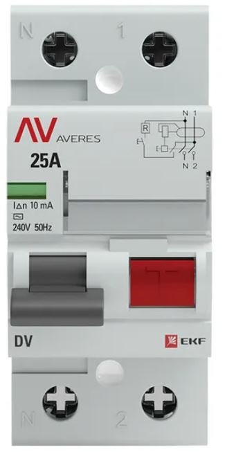 DV 2P 25А 10мА AC 6kA AVERES (rccb-2-25-10-ac-av)