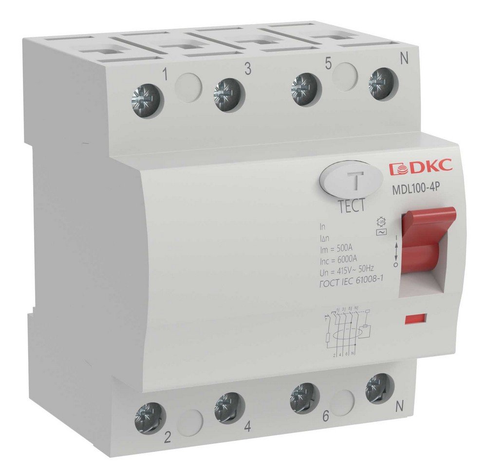YON MAX MDL100 ВДТ, 4P, 30mA, 63A, АС (MDL100-4P2-63-AC)
