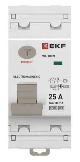 ВД-100N 2P 25А 30мА A 6кА PROXIMA (E1026MA2530)