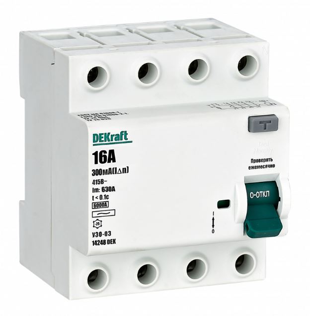 УЗО-03 ВДТ 4P 16А 300мА тип AC 6кА (14248DEK)