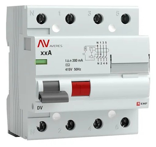 DV 4P 100А/300мА (AC) AVERES (rccb-4-100-300-ac-av)