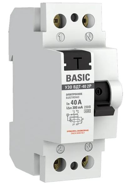 УЗО ВДТ-40 2P 40А/300мА Basic (elcb-2-40-300e-sim)